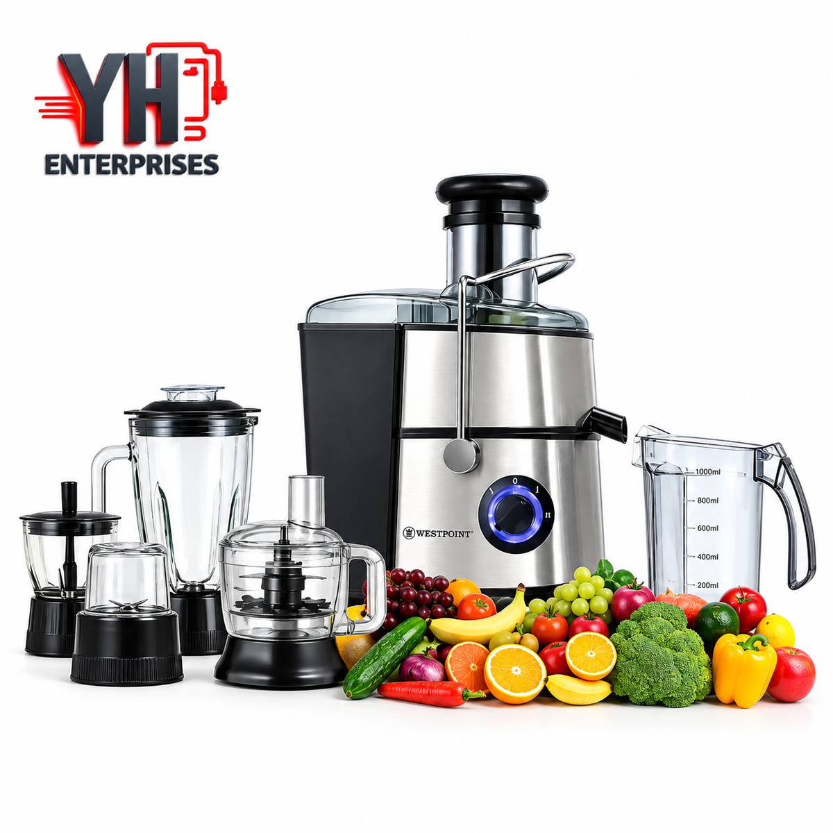 Westpoint WF-8818 Kitchen Chef 5 in 1 1000W with Blender Grinder Juicer & Chopper in Pakistan | YH Enterprises