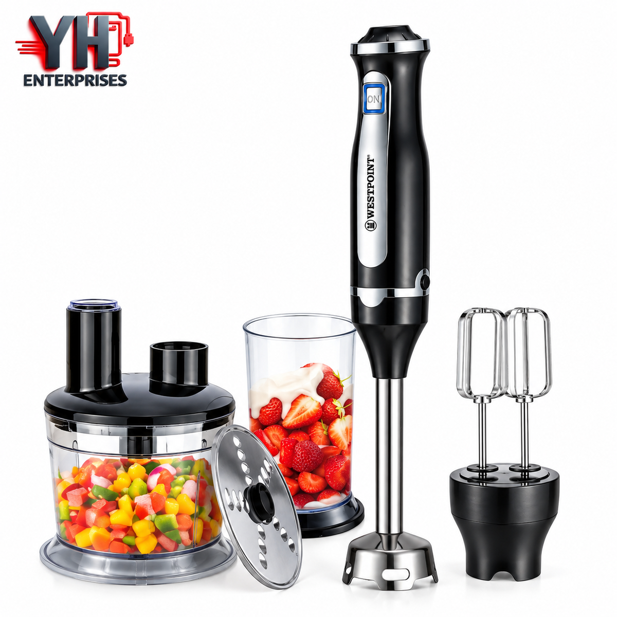 Westpoint WF-9916 Deluxe Hand Blender 3 in 1 1000W with 700ml Jar & Stainless Steel Blade in Pakistan | YH Enterprises