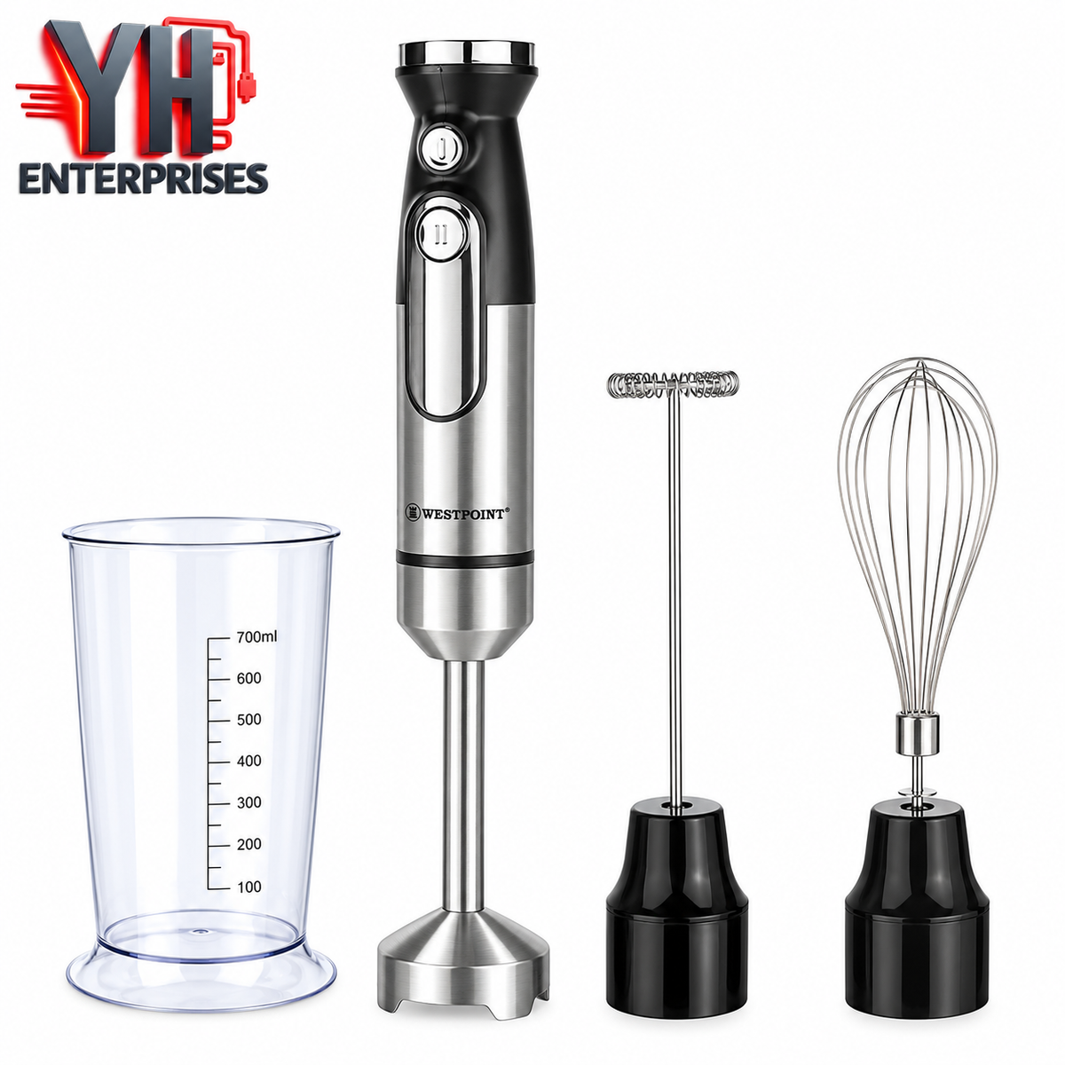 Westpoint WF-9936 Deluxe Hand Blender 1000W with Titanium Gold Blades, Whisk & Milk Frother in Pakistan | YH Enterprises